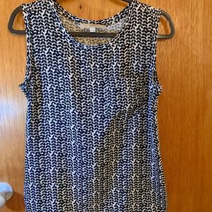 LOFT Black and White Pattern Sleeveless Blouse